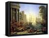 Seaport with the Embarkation of St. Ursula-Claude Lorraine-Framed Stretched Canvas