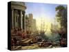 Seaport with the Embarkation of St. Ursula-Claude Lorraine-Stretched Canvas