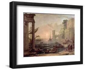 Seaport with the Embarkation of the Queen of Sheba, 1648-Claude Lorraine-Framed Giclee Print