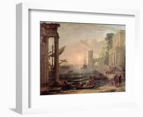 Seaport with the Embarkation of the Queen of Sheba, 1648-Claude Lorraine-Framed Giclee Print