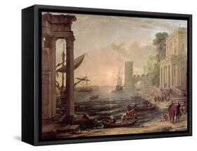 Seaport with the Embarkation of the Queen of Sheba, 1648-Claude Lorraine-Framed Stretched Canvas