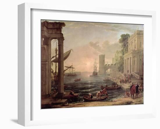 Seaport with the Embarkation of the Queen of Sheba, 1648-Claude Lorraine-Framed Giclee Print