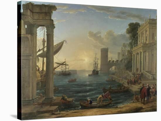 Seaport with the Embarkation of the Queen of Sheba, 1648-Claude Lorraine-Stretched Canvas