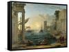 Seaport with the Embarkation of the Queen of Sheba-Claude Lorraine-Framed Stretched Canvas