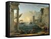 Seaport with the Embarkation of the Queen of Sheba-Claude Lorraine-Framed Stretched Canvas
