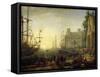 Seaport with Villa Medici-Claude Lorraine-Framed Stretched Canvas