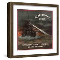 Searchlight Brand - Orange, California - Citrus Crate Label-Lantern Press-Framed Art Print