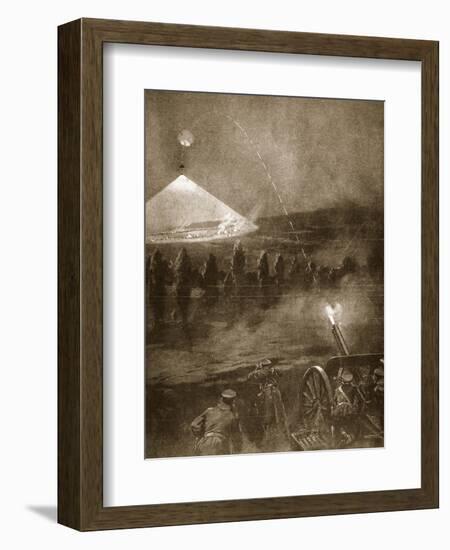 Searchlight' Fired from a Gun: a Parachute Light-Ball Shell-null-Framed Giclee Print