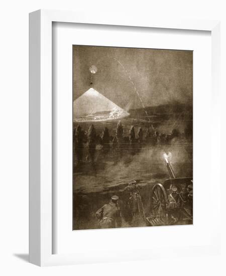 Searchlight' Fired from a Gun: a Parachute Light-Ball Shell-null-Framed Giclee Print