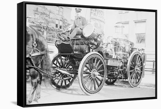 Searchlight on Horse Drawn Steam Boiler Fire Truck-null-Framed Stretched Canvas