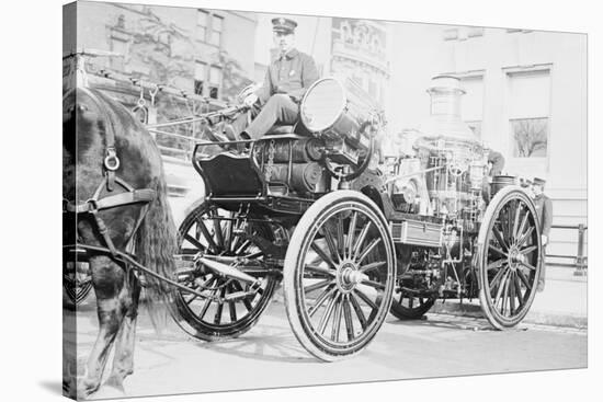 Searchlight on Horse Drawn Steam Boiler Fire Truck-null-Stretched Canvas