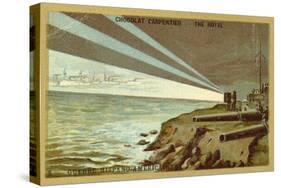 Searchlights from a Shore Battery Illuminating a Fleet of Warships, Spanish-American War, 1898-null-Stretched Canvas