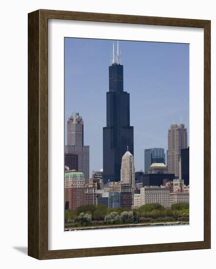 Sears Tower and Skyline, Chicago, Illinois, United States of America, North America-Amanda Hall-Framed Photographic Print