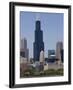 Sears Tower and Skyline, Chicago, Illinois, United States of America, North America-Amanda Hall-Framed Photographic Print