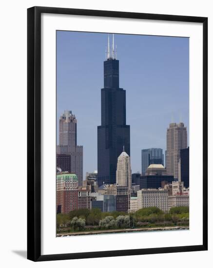 Sears Tower and Skyline, Chicago, Illinois, United States of America, North America-Amanda Hall-Framed Photographic Print