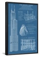 Sears Tower Blue Print - Chicago, Il, c.2009-Lantern Press-Framed Art Print