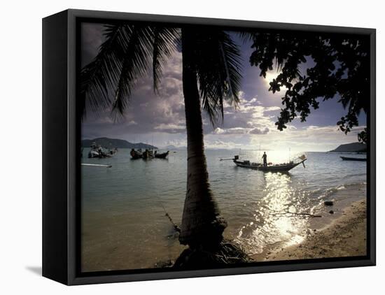 Seascape and Boats, Ko Samui Island, Thailand-Gavriel Jecan-Framed Stretched Canvas