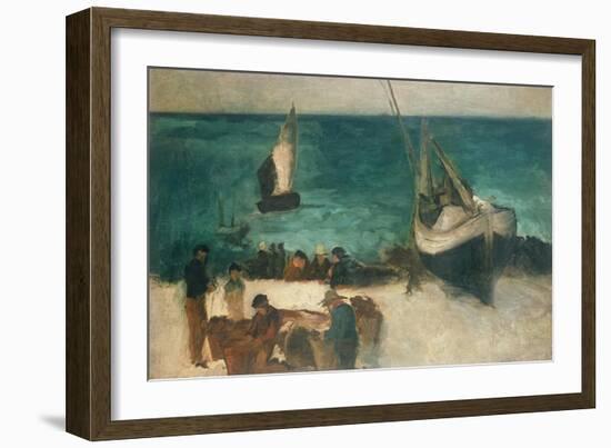 Seascape at Berck, Fishing Boats and Fishermen, 1872-1873-Edouard Manet-Framed Giclee Print