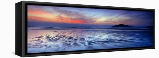 Seascape at Dusk, Bantham Beach, South Devon, Devon, England-null-Framed Stretched Canvas