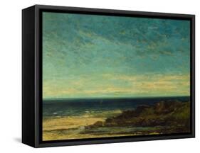 Seascape at Maguelonne-Gustave Courbet-Framed Stretched Canvas