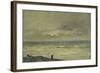 Seascape at Sunset with a Figure on the Shore (Oil on Panel)-Karl Pierre Daubigny-Framed Giclee Print