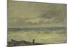 Seascape at Sunset with a Figure on the Shore (Oil on Panel)-Karl Pierre Daubigny-Mounted Giclee Print