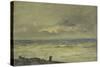 Seascape at Sunset with a Figure on the Shore (Oil on Panel)-Karl Pierre Daubigny-Stretched Canvas