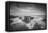 Seascape at Thor's Well in Black and White, Oregon Coast-null-Framed Stretched Canvas