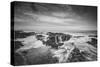 Seascape at Thor's Well in Black and White, Oregon Coast-null-Stretched Canvas