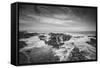Seascape at Thor's Well in Black and White, Oregon Coast-null-Framed Stretched Canvas