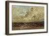 Seascape at Villerville, 1876 (Oil on Panel)-Charles Francois Daubigny-Framed Giclee Print