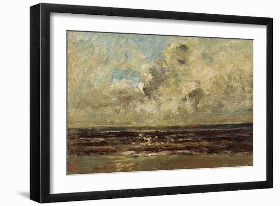 Seascape at Villerville, 1876 (Oil on Panel)-Charles Francois Daubigny-Framed Giclee Print