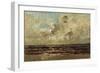 Seascape at Villerville, 1876 (Oil on Panel)-Charles Francois Daubigny-Framed Giclee Print