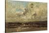 Seascape at Villerville, 1876 (Oil on Panel)-Charles Francois Daubigny-Stretched Canvas