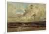 Seascape at Villerville, 1876 (Oil on Panel)-Charles Francois Daubigny-Framed Giclee Print