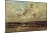 Seascape at Villerville, 1876 (Oil on Panel)-Charles Francois Daubigny-Mounted Premium Giclee Print