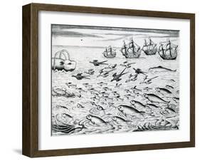 Seascape from 'India Orientalis', 1598-Theodore de Bry-Framed Giclee Print