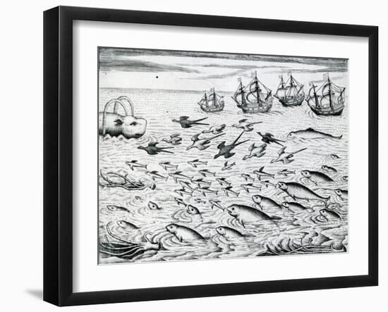 Seascape from 'India Orientalis', 1598-Theodore de Bry-Framed Giclee Print