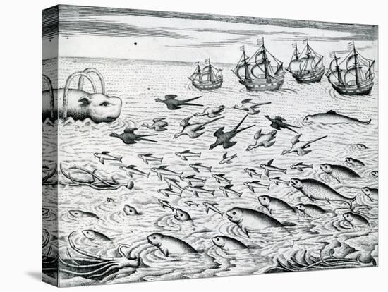 Seascape from 'India Orientalis', 1598-Theodore de Bry-Stretched Canvas