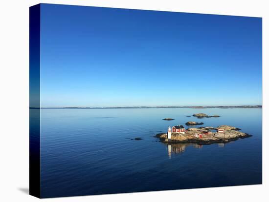 Seascape of a Swedish Fjord with Little Lighthouse on a Rocky Island-adiekoetter-Stretched Canvas