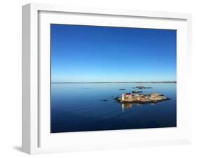 Seascape of a Swedish Fjord with Little Lighthouse on a Rocky Island-adiekoetter-Framed Photographic Print