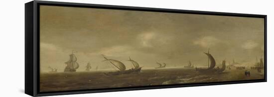 Seascape on the Beach of Scheveningen-Willem van Diest-Framed Stretched Canvas