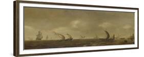 Seascape on the Beach of Scheveningen-Willem van Diest-Framed Premium Giclee Print