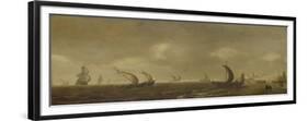 Seascape on the Beach of Scheveningen-Willem van Diest-Framed Premium Giclee Print