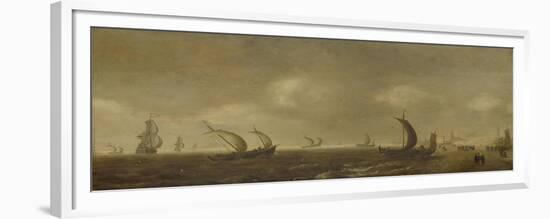 Seascape on the Beach of Scheveningen-Willem van Diest-Framed Premium Giclee Print