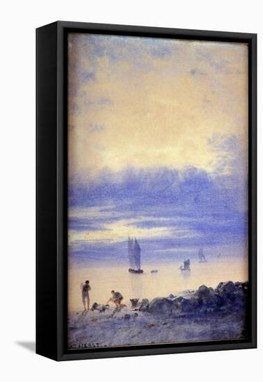 Seascape, Saint-Malo Beach-Auguste Herst-Framed Stretched Canvas