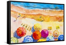 Seascape Top View Colorful of Lovers-Painterstock-Framed Stretched Canvas