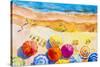 Seascape Top View Colorful of Lovers-Painterstock-Stretched Canvas