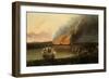 Seascape with a Fire in the Distance, 1667-Ludolf Backhuysen I-Framed Giclee Print