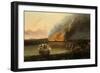 Seascape with a Fire in the Distance, 1667-Ludolf Backhuysen I-Framed Giclee Print